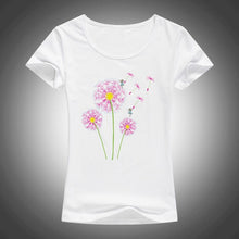 Load image into Gallery viewer, high quality cotton t shirt women dandelion flying printed summer fashion short sleeve tops tees camiseta F33