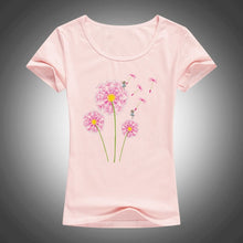Load image into Gallery viewer, high quality cotton t shirt women dandelion flying printed summer fashion short sleeve tops tees camiseta F33