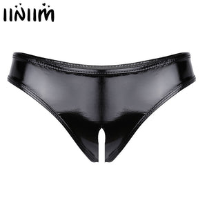 iiniim New Sexy Panties Women Leather Low-rise Solid Lingerie Smooth Fabric Fashion Erotic Mini Briefs Female Underwear