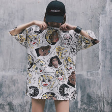 Load image into Gallery viewer, korean style summer Women Short Sleeve T Shirt Casual printing t-shirts girls big size tshirt Loose Harajuku streetwear tee Tops