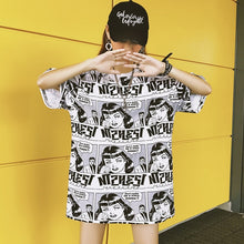 Load image into Gallery viewer, korean summer Women tshirt Short Sleeve plaid T Shirt Casual big size t-shirts Loose Harajuku streetwear Tops Female tee shirt