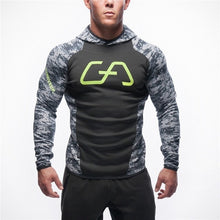 Load image into Gallery viewer, mens Bodybuilding Hoodies Camouflage Sweatshirt workout training Slim fit Jacket Fitness outdoor sports coat tops