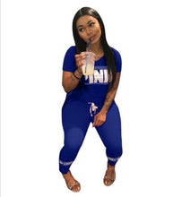 Load image into Gallery viewer, pink letter print Letter Print Tracksuits Women Two Piece Set Street T-shirt Tops And Jogger Suits Casual Outfits streetwear