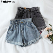 Load image into Gallery viewer, plus size S-5XL Women&#39;s denim shorts 2021  high-waist shorts women adies fashion large size elastic waist wide-leg short jeans