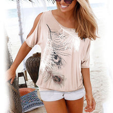 Load image into Gallery viewer, plus size Women 2020 Summer T-shirt Criss Cross Short Sleeves Tshirt Sexy One Shoulder Solid Tops Blusa Casual Loose T Shirt Tee
