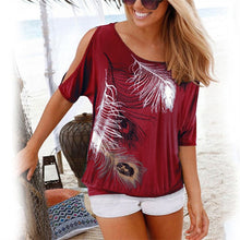 Load image into Gallery viewer, plus size Women 2020 Summer T-shirt Criss Cross Short Sleeves Tshirt Sexy One Shoulder Solid Tops Blusa Casual Loose T Shirt Tee