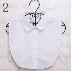 1PC Women Solid Shirt Cotton Lace False Collars White & Black Blouse Vintage Detachable Clothes Accessories