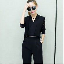 Load image into Gallery viewer, Fashion New 2018 Women 2 Piece Set Women Suit Female Long Sleeve Lace Work Clothes Trousers Two-Piece Sets Foot Trousers S7D008A