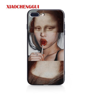 For iphone x case Mona Lisa Art David lines soft silicone Phone Case cover For Apple iPhone 5 5S SE 6 6s 7 8 Plus XR XS Max case