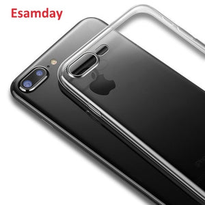 Esamday Clear Silicon Soft TPU Case For 7 7Plus 8 8Plus X XS MAX XR Transparent Phone Case For iPhone 5 5s SE 6 6s 6Plus 6sPlus