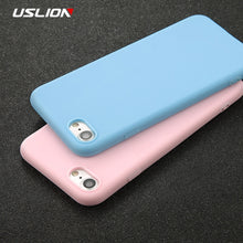 Load image into Gallery viewer, USLION Phone Case For iPhone 7 6 6s 8 X Plus 5 5s SE XR XS Max Simple Solid Color Ultrathin Soft TPU Case Candy Color Back Cover