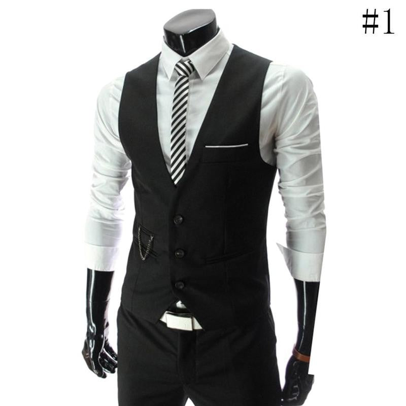 Men's Formal Business Slim Fit Chain Dress Vest Suit Tuxedo Waistcoat Gracious