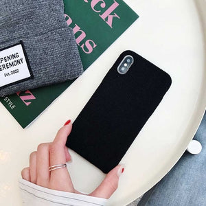 Moskado Plush Fabrics Phone Case For Apple iPhone X 8 7 6s 6 Plus Warm Plush Fashion Soft Color Back Cover Cases Capa Fundas