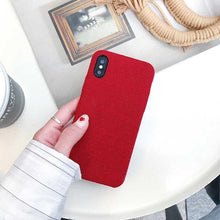 Load image into Gallery viewer, Moskado Plush Fabrics Phone Case For Apple iPhone X 8 7 6s 6 Plus Warm Plush Fashion Soft Color Back Cover Cases Capa Fundas