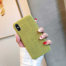 Load image into Gallery viewer, Moskado Plush Fabrics Phone Case For Apple iPhone X 8 7 6s 6 Plus Warm Plush Fashion Soft Color Back Cover Cases Capa Fundas