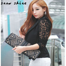 Load image into Gallery viewer, snowshine YLW   1PC Sexy Women Long Sleeve Lace Crochet Blazer Small Blazer Jacket  free shipping
