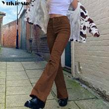 Load image into Gallery viewer, streetwear high waist women&#39;s fashion browm jeans woman girls women flare pants trousers female jean femme denim bagge mom jeans