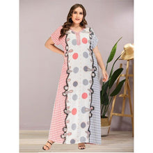 Load image into Gallery viewer, summer Women Casual short Sleeve Print Tank maxi Dress plus size loose abaya kaftan ramadan robe moroccan gown VKDR2118
