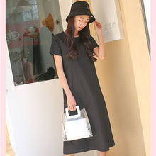 Load image into Gallery viewer, summer new women&#39;s maxi dress solid color Work Business Casual Party round neck loose  short sleeve over the knee A word dress