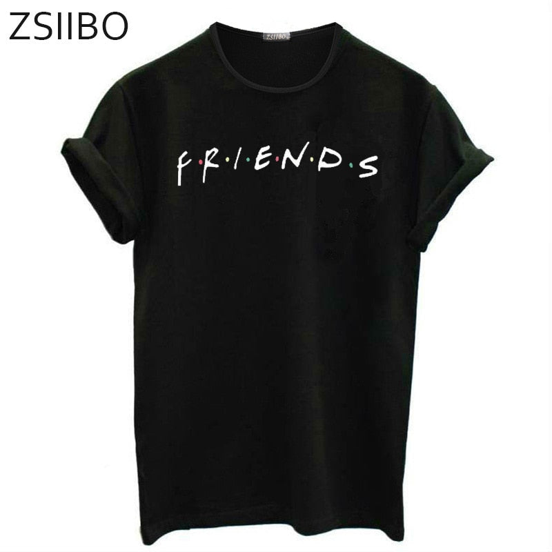 tshirt women t shirt friends black new hot style letter friends print short sleeve t-shirts Europe vestidos ropa mujer TX115