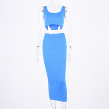 Load image into Gallery viewer, women ribbed knit two piece set long skirt crop tank top sexy elegant festival matching co ord clothes party 2019 summer outfits