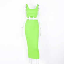 Load image into Gallery viewer, women ribbed knit two piece set long skirt crop tank top sexy elegant festival matching co ord clothes party 2019 summer outfits