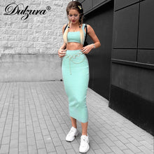 Load image into Gallery viewer, women ribbed knit two piece set long skirt crop tank top sexy elegant festival matching co ord clothes party 2019 summer outfits
